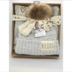 Rae Dunn Blessed hat and scarf set